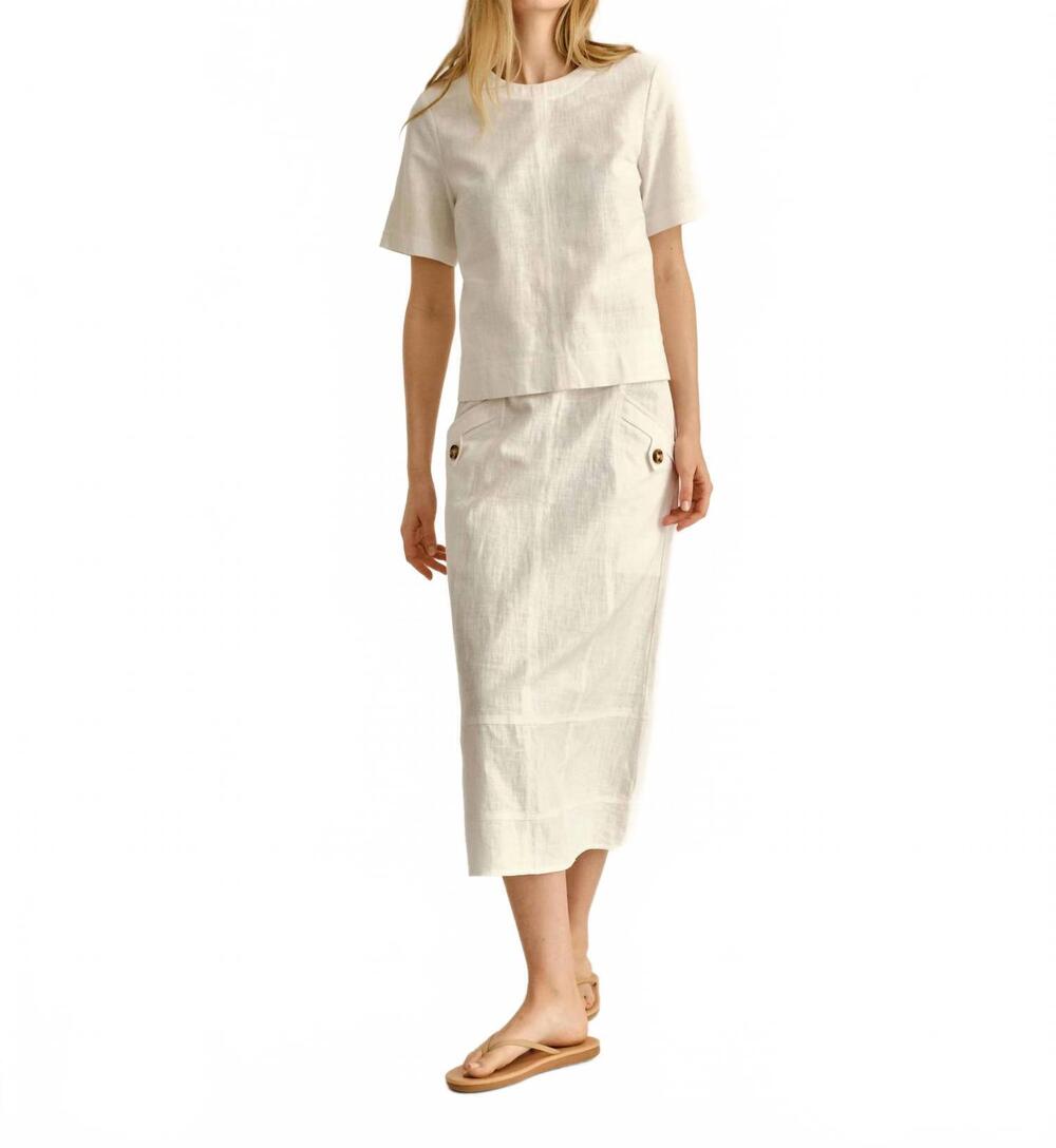 NEW CARTOLINA NANTUCKET women's alice button skirt in bright white